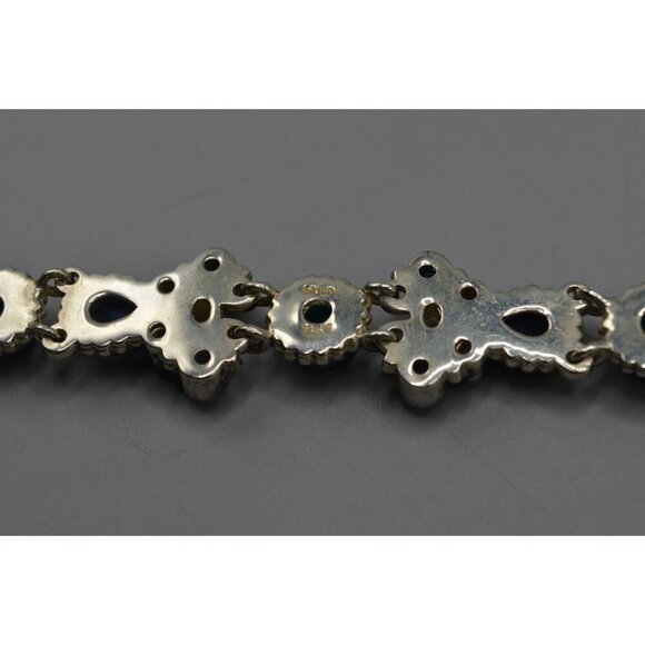 Sajen Blue Topaz Stone & Sterling Silver Link Chain Bracelet 925 Stamp 35.71g 9" - Picture 12 of 12